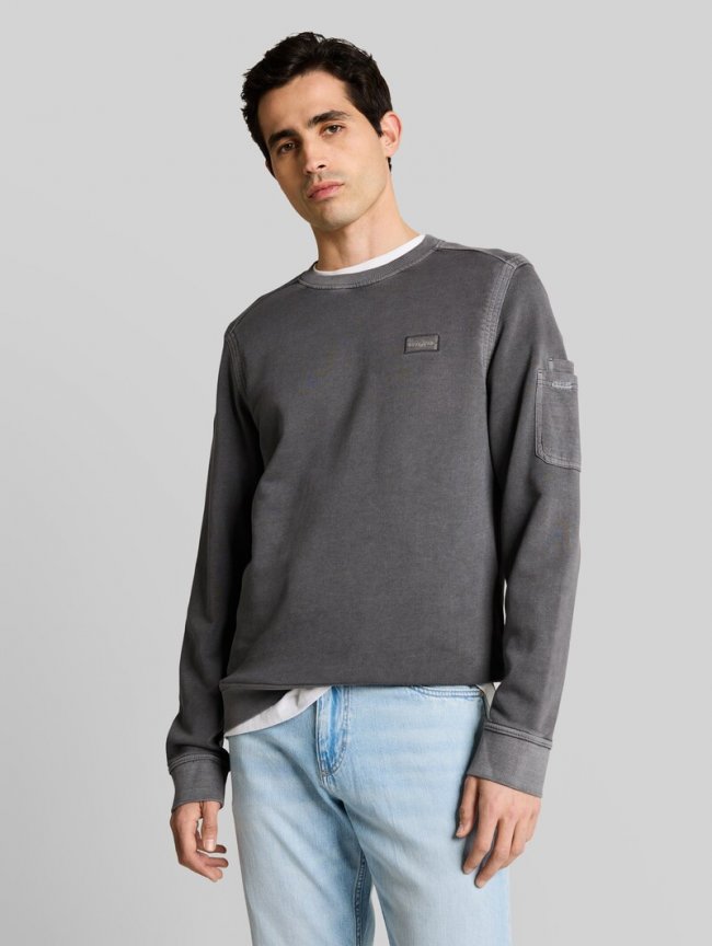 Tom Tailor Sweatshirt mit Ärmeltasche - Tarmac Grey Tom Tailor Sweatshirt mit Ärmeltasche - Tarmac Grey