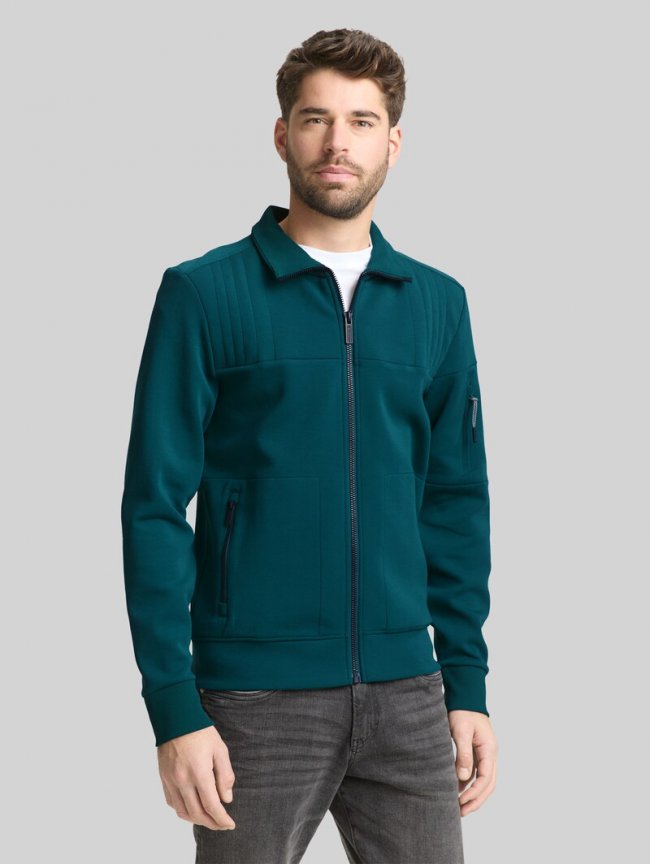 Tom Tailor Sweatjacke mit Reißverschlusstaschen - Deep Meadow Green Tom Tailor Sweatjacke mit Reißverschlusstaschen - Deep Meadow Green