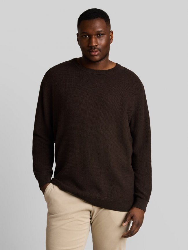 Tom Tailor Plus Size - Strickpullover aus Baumwolle - Dark Chocolate Brown Melange
