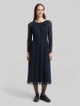 Tom Tailor Midi-Meshkleid mit Muster - Small Blue Wave Print Tom Tailor Midi-Meshkleid mit Muster - Small Blue Wave Print