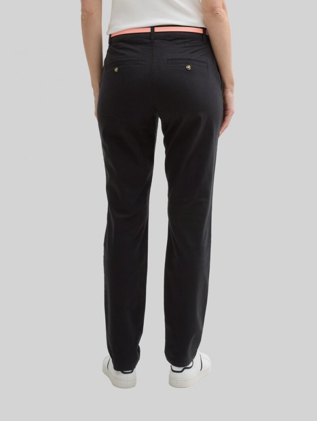 Tom Tailor Chino mit Gürtel - Deep Black Tom Tailor Chino mit Gürtel - Deep Black
