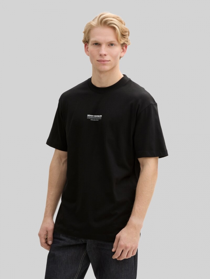 Tom Tailor Relaxed Fit T-Shirt aus Baumwolle - Black Tom Tailor Relaxed Fit T-Shirt aus Baumwolle - Black