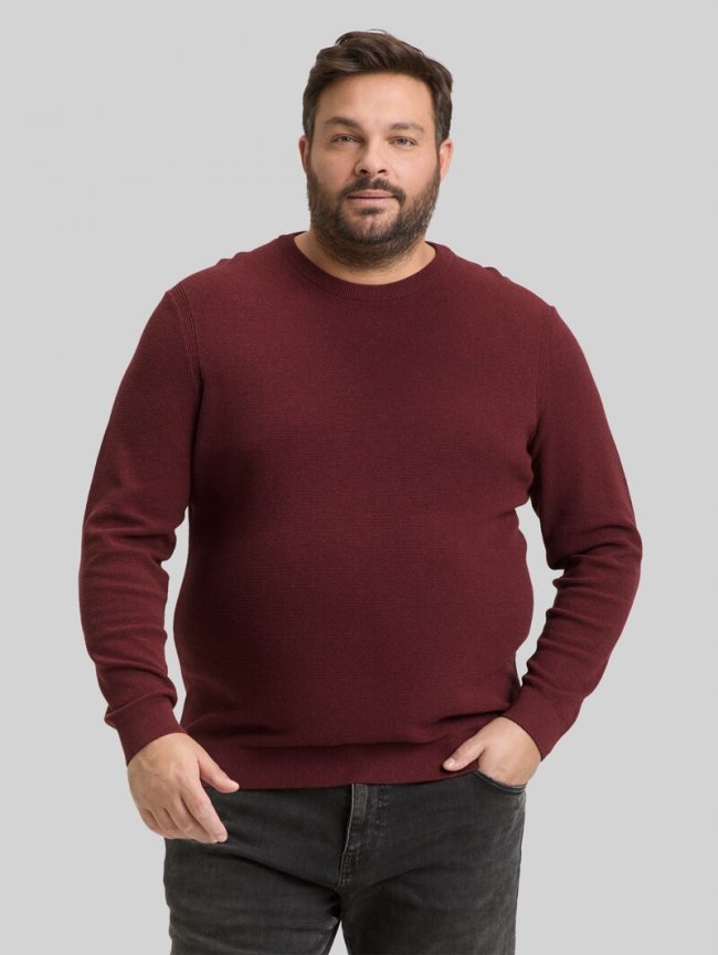 Tom Tailor Plus Size - Strickpullover aus Baumwolle - Bordeaux Melange Tom Tailor Plus Size - Strickpullover aus Baumwolle - Bordeaux Melange