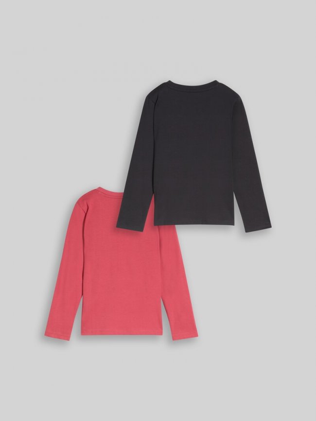 Tom Tailor Langarmshirt mit Print im 2er-Pack - Berry Red Tom Tailor Langarmshirt mit Print im 2er-Pack - Berry Red