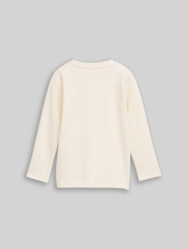 Tom Tailor Langarmshirt mit Rundhalsschnitt - Wool White Tom Tailor Langarmshirt mit Rundhalsschnitt - Wool White