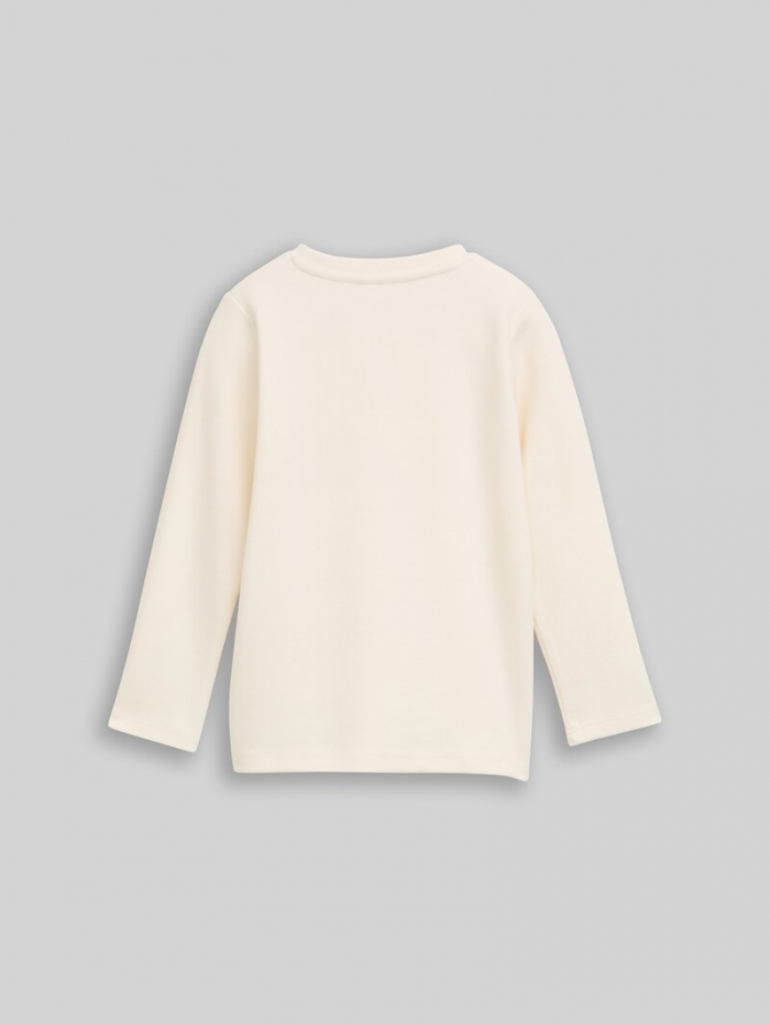 Tom Tailor Langarmshirt mit Rundhalsschnitt - Wool White Tom Tailor Langarmshirt mit Rundhalsschnitt - Wool White