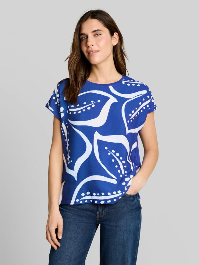 Tom Tailor T-Shirt im Material-Mix - Shiny Royal Blue Tom Tailor T-Shirt im Material-Mix - Shiny Royal Blue
