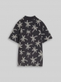 Tom Tailor Poloshirt mit Palmen - Grey White Sketched Palm Trees