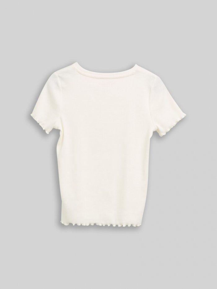 Tom Tailor Ripp T-Shirt mit Print - Soft Cream White Tom Tailor Ripp T-Shirt mit Print - Soft Cream White