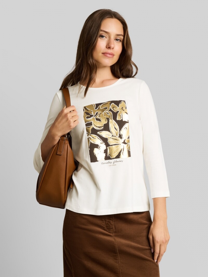 Tom Tailor Slim Fit Langarmshirt mit Blumen-Print - Whisper White Tom Tailor Slim Fit Langarmshirt mit Blumen-Print - Whisper White