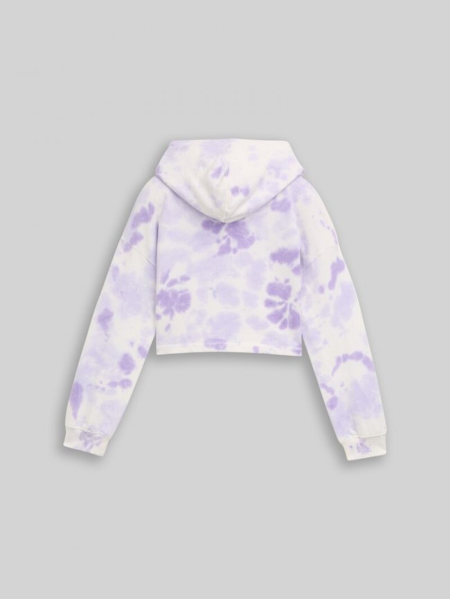 Tom Tailor Cropped Hoodie Sweatshirt mit Batikmuster - Purple Batik Tom Tailor Cropped Hoodie Sweatshirt mit Batikmuster - Purple Batik