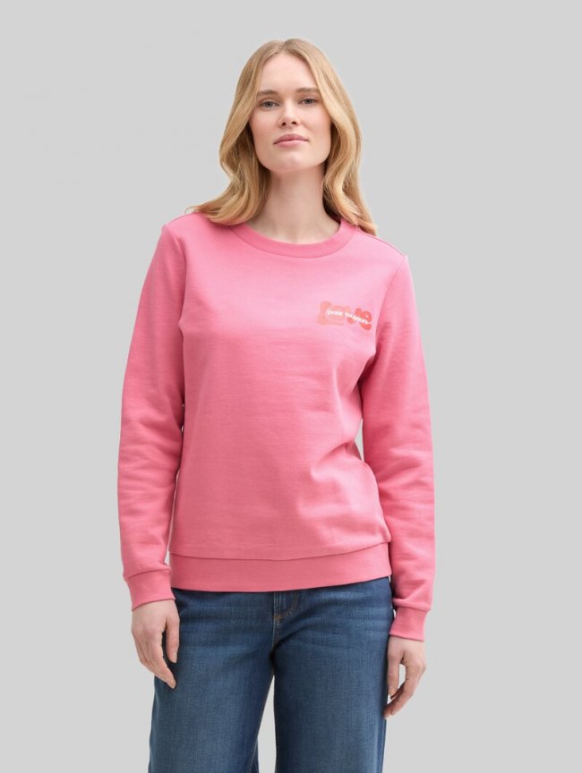 Tom Tailor Loose Fit Sweatshirt mit Print - Bright Rose Tom Tailor Loose Fit Sweatshirt mit Print - Bright Rose