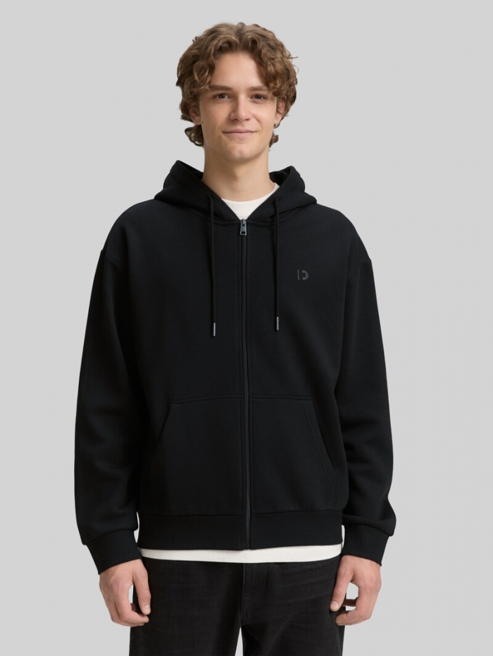 Tom Tailor Hoodie Sweatjacke mit Logo-Print - Black Tom Tailor Hoodie Sweatjacke mit Logo-Print - Black