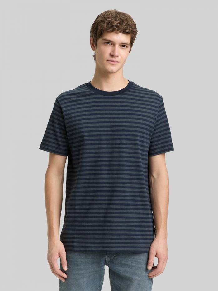 Tom Tailor T-Shirt mit Streifenmuster - Navy Grey Yd Stripe Tom Tailor T-Shirt mit Streifenmuster - Navy Grey Yd Stripe