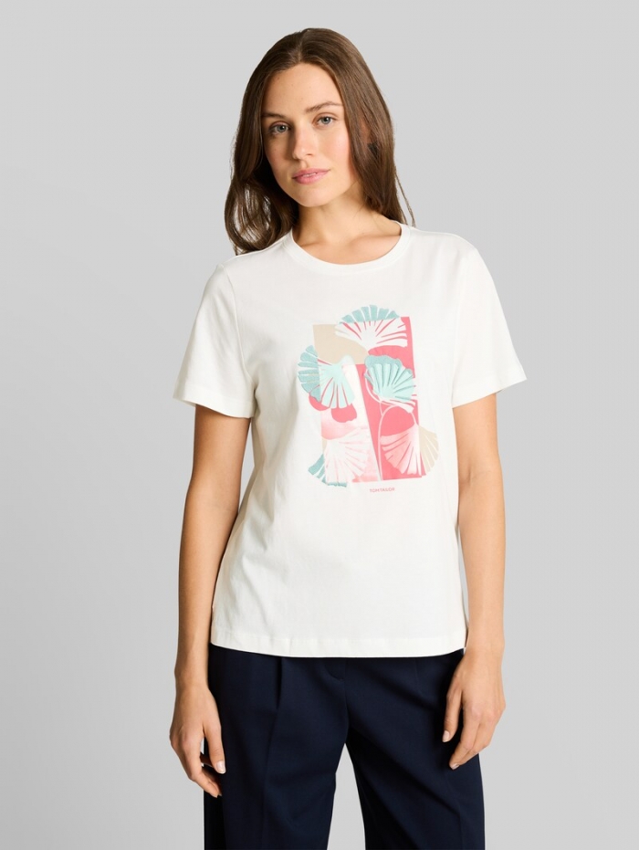 Tom Tailor T-Shirt mit Print - Whisper White Tom Tailor T-Shirt mit Print - Whisper White