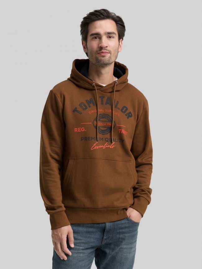 Tom Tailor Hoodie Sweatshirt mit Logo-Print - Dark Palm Tom Tailor Hoodie Sweatshirt mit Logo-Print - Dark Palm