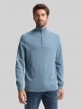 Tom Tailor Troyer Strickpullover mit Logo-Stickerei - Faded Blue Melange Tom Tailor Troyer Strickpullover mit Logo-Stickerei - Faded Blue Melange