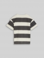 Tom Tailor Oversize T-Shirt mit Waffelstruktur - Grey Off White Sprayed Stripe