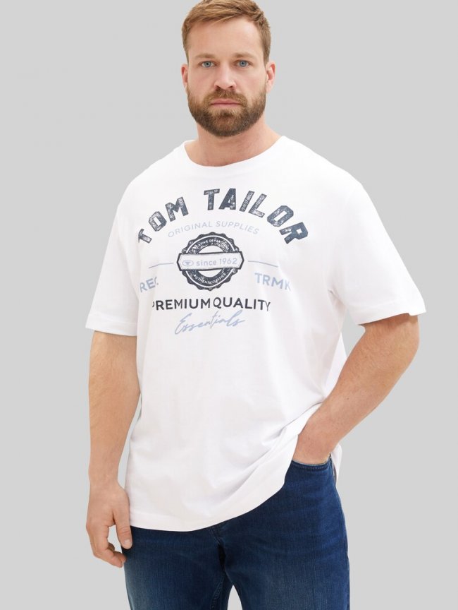 Tom Tailor Plus Size - T-Shirt mit Logo Print - White Tom Tailor Plus Size - T-Shirt mit Logo Print - White