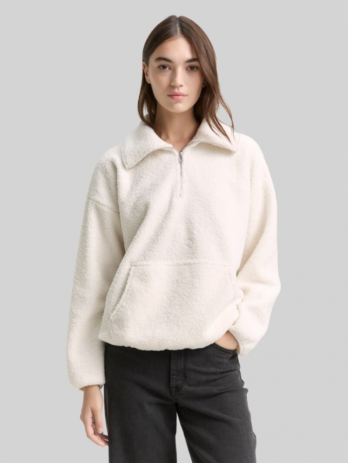 Tom Tailor Loose Fit Teddy Sweatshirt - Off White Tom Tailor Loose Fit Teddy Sweatshirt - Off White