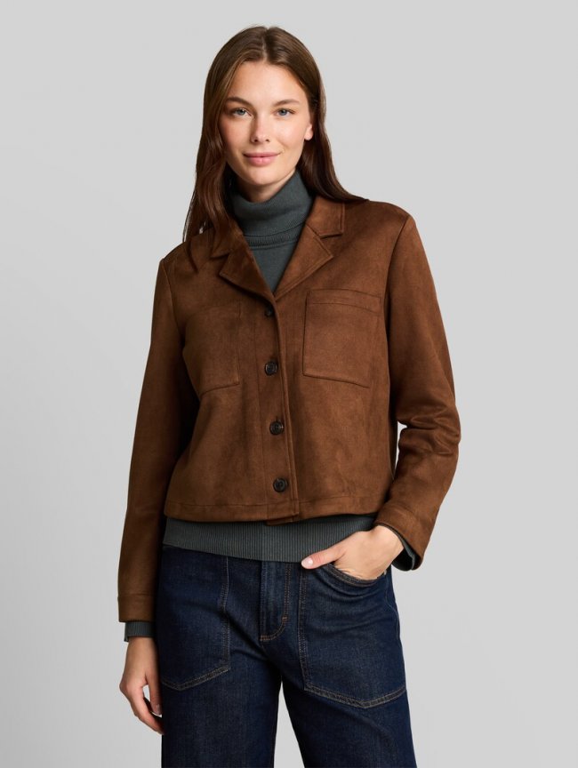 Tom Tailor Regular Fit Jacke in Wildleder-Optik - Camel Tom Tailor Regular Fit Jacke in Wildleder-Optik - Camel