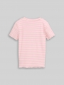 Tom Tailor Cropped Ripp T-Shirt - Pink White Stripe Tom Tailor Cropped Ripp T-Shirt - Pink White Stripe