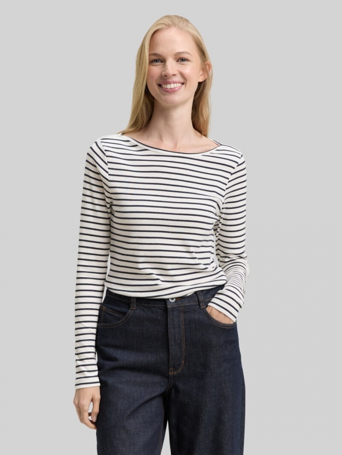 Tom Tailor Langarmshirt mit Streifenmuster - Offwhite Navy Tee Stripe Tom Tailor Langarmshirt mit Streifenmuster - Offwhite Navy Tee Stripe
