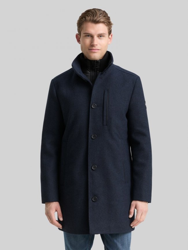 Tom Tailor 2-in-1 Wollmantel mit abnehmbarer Innenjacke - Blue Small Herringbone Tom Tailor 2-in-1 Wollmantel mit abnehmbarer Innenjacke - Blue Small Herringbone
