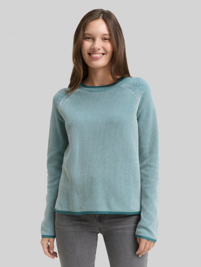 Tom Tailor Strickpullover mit Rundhalsausschnitt - Teal Plaited Knit Tom Tailor Strickpullover mit Rundhalsausschnitt - Teal Plaited Knit