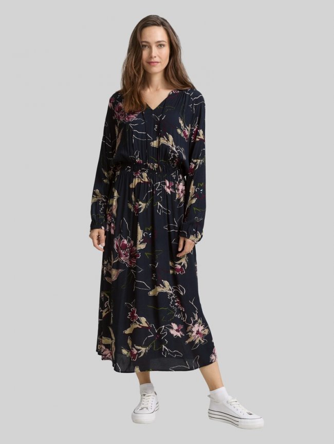 Tom Tailor Maxi-Kleid mit Blumenmuster - Big Flower Design Tom Tailor Maxi-Kleid mit Blumenmuster - Big Flower Design