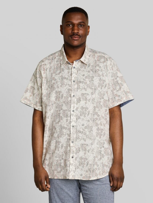 Tom Tailor Plus Size - Kurzarmhemd mit Muster - Off White Irregular Design Tom Tailor Plus Size - Kurzarmhemd mit Muster - Off White Irregular Design