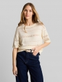 Tom Tailor Relaxed Fit Strickpullover mit Lochmuster - Gardenia White Tom Tailor Relaxed Fit Strickpullover mit Lochmuster - Gardenia White
