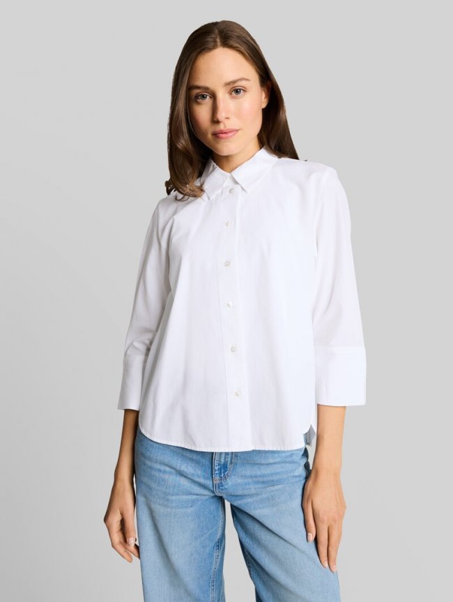 Tom Tailor Popeline Hemdbluse mit 3/4-Arm - White Tom Tailor Popeline Hemdbluse mit 3/4-Arm - White