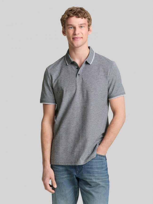 Tom Tailor Piqué Poloshirt aus Baumwolle - Black White Two Tone Tom Tailor Piqué Poloshirt aus Baumwolle - Black White Two Tone