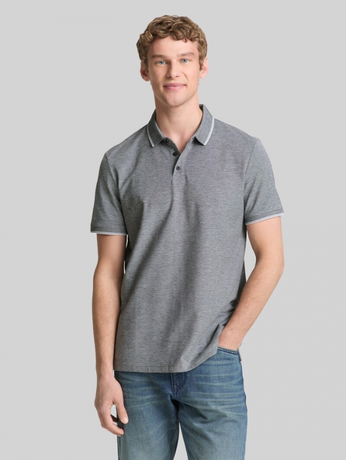 Tom Tailor Piqué Poloshirt aus Baumwolle - Black White Two Tone