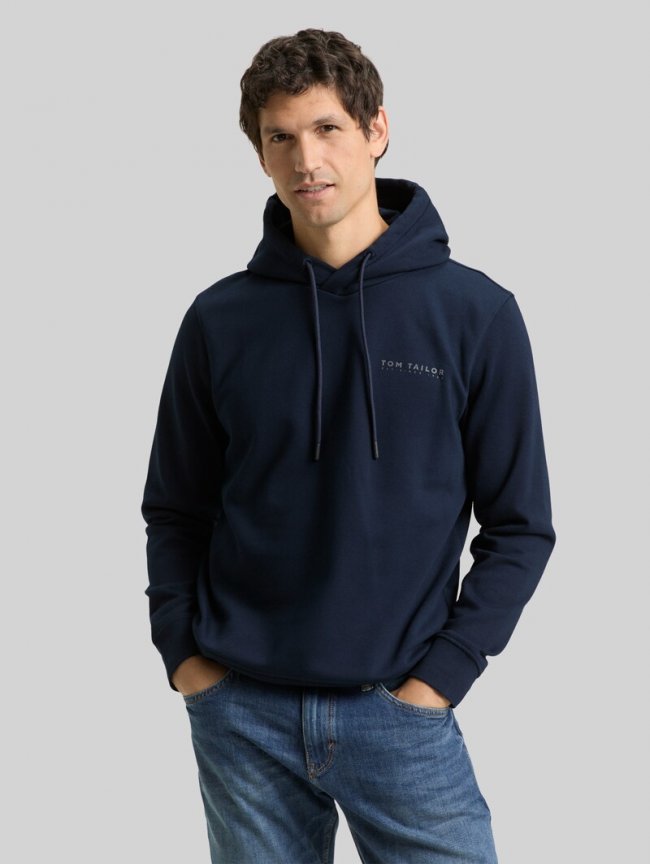Tom Tailor Hoodie Sweatshirt mit Logo-Print - Sky Captain Blue Tom Tailor Hoodie Sweatshirt mit Logo-Print - Sky Captain Blue