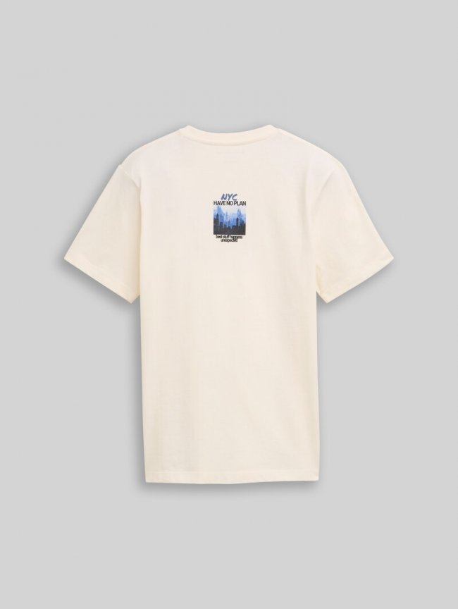 Tom Tailor T-Shirt mit Rückenprint - Wool White Tom Tailor T-Shirt mit Rückenprint - Wool White