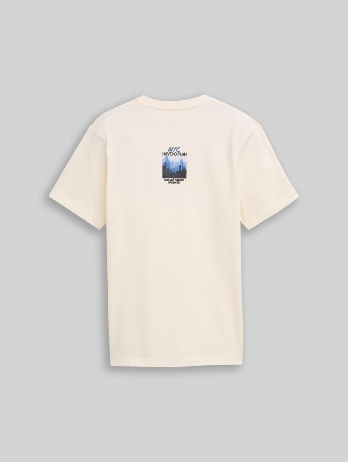 Tom Tailor T-Shirt mit Rückenprint - Wool White Tom Tailor T-Shirt mit Rückenprint - Wool White