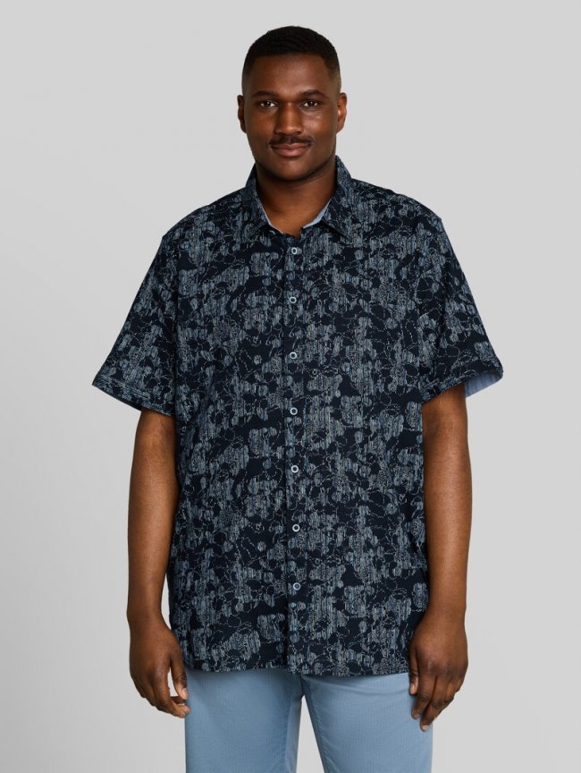 Tom Tailor Plus Size - Kurzarmhemd mit Muster - Navy Irregular Design Tom Tailor Plus Size - Kurzarmhemd mit Muster - Navy Irregular Design