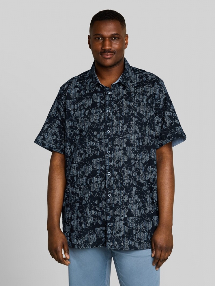 Tom Tailor Plus Size - Kurzarmhemd mit Muster - Navy Irregular Design Tom Tailor Plus Size - Kurzarmhemd mit Muster - Navy Irregular Design