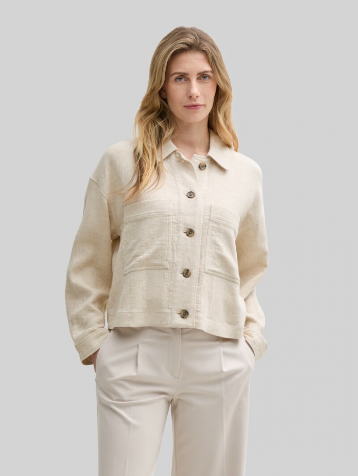 Tom Tailor Oversize Jacke mit Leinenanteil - Champagne Tom Tailor Oversize Jacke mit Leinenanteil - Champagne