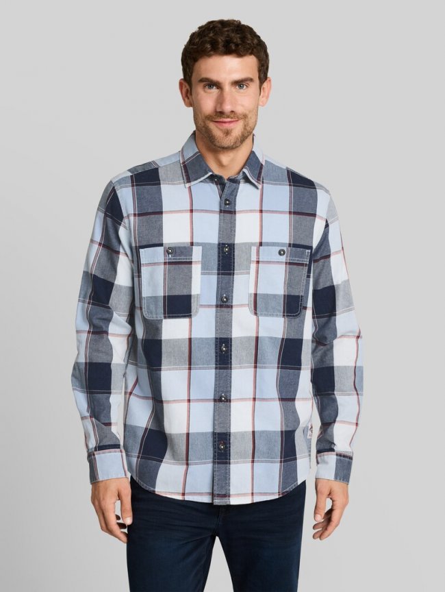 Tom Tailor Regular Fit Hemd im Washed-Look - Blue Big Check Tom Tailor Regular Fit Hemd im Washed-Look - Blue Big Check