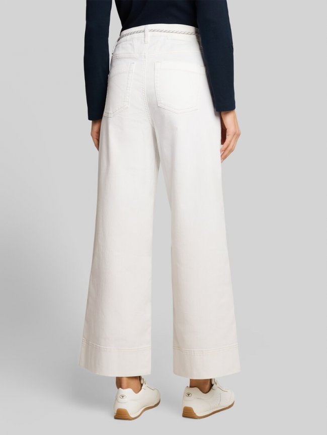 Tom Tailor TTNELMA CULOTTE Jeans mit Bindegürtel - White Denim Tom Tailor TTNELMA CULOTTE Jeans mit Bindegürtel - White Denim