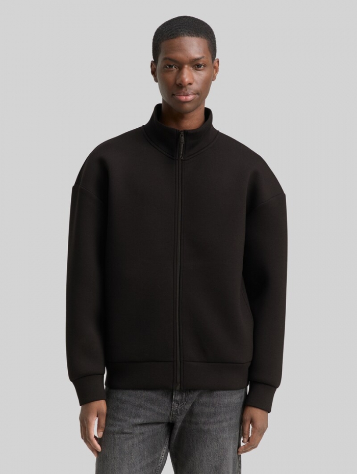 Tom Tailor Relaxed Scuba Sweatjacke - Black Tom Tailor Relaxed Scuba Sweatjacke - Black
