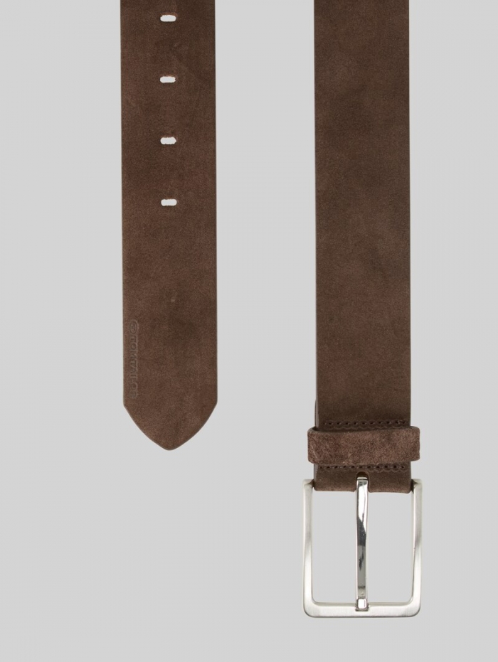 Tom Tailor TTGEORGE Velourledergürtel mit eckiger Dornschließe - Brown Uni Tom Tailor TTGEORGE Velourledergürtel mit eckiger Dornschließe - Brown Uni