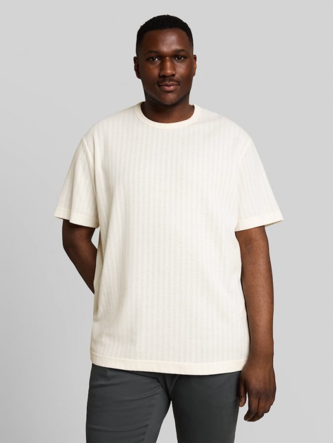 Tom Tailor Plus Size - T-Shirt mit Waffelstruktur - Gardenia White Tom Tailor Plus Size - T-Shirt mit Waffelstruktur - Gardenia White