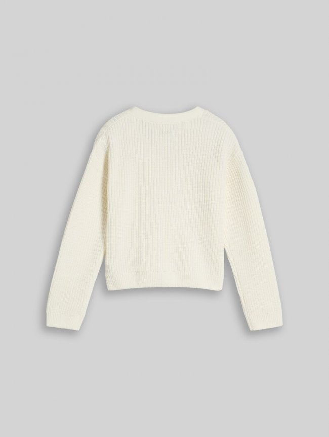 Tom Tailor Cropped Cardigan mit V-Ausschnitt - Wool White Tom Tailor Cropped Cardigan mit V-Ausschnitt - Wool White