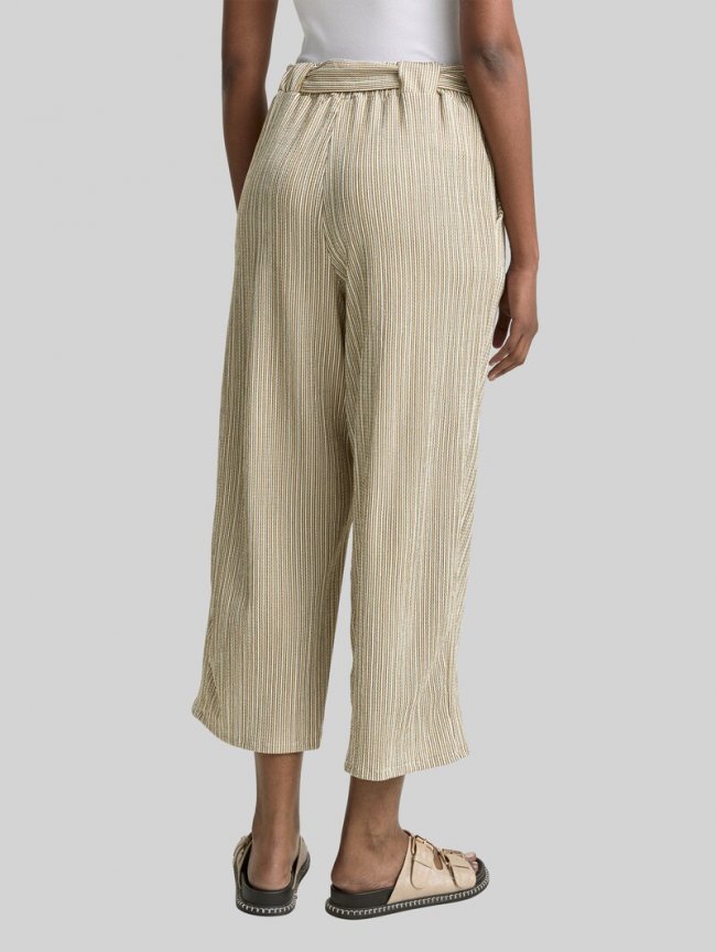 Tom Tailor High Waist Culotte Hose mit Bindegürtel - Vertical Green White Stripe Tom Tailor High Waist Culotte Hose mit Bindegürtel - Vertical Green White Stripe