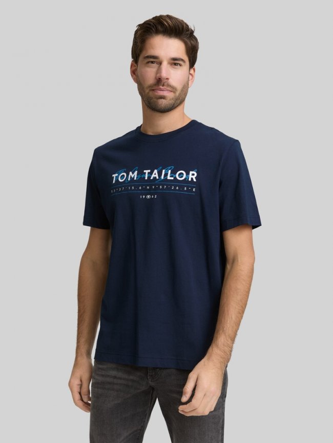 Tom Tailor T-Shirt mit Logo-Print - Sky Captain Blue Tom Tailor T-Shirt mit Logo-Print - Sky Captain Blue