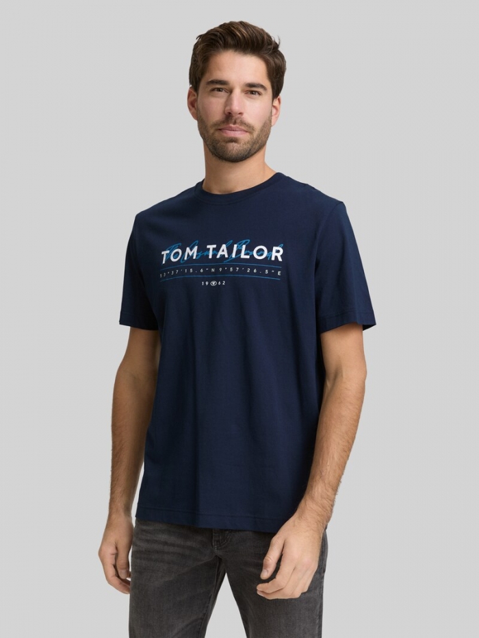 Tom Tailor T-Shirt mit Logo-Print - Sky Captain Blue Tom Tailor T-Shirt mit Logo-Print - Sky Captain Blue